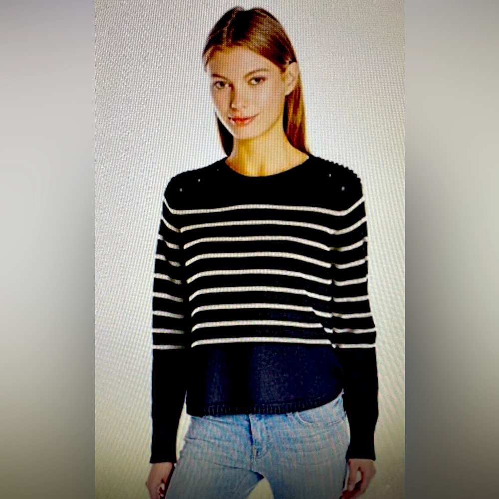 525 America, button shoulder, striped sweater, NWT, size L